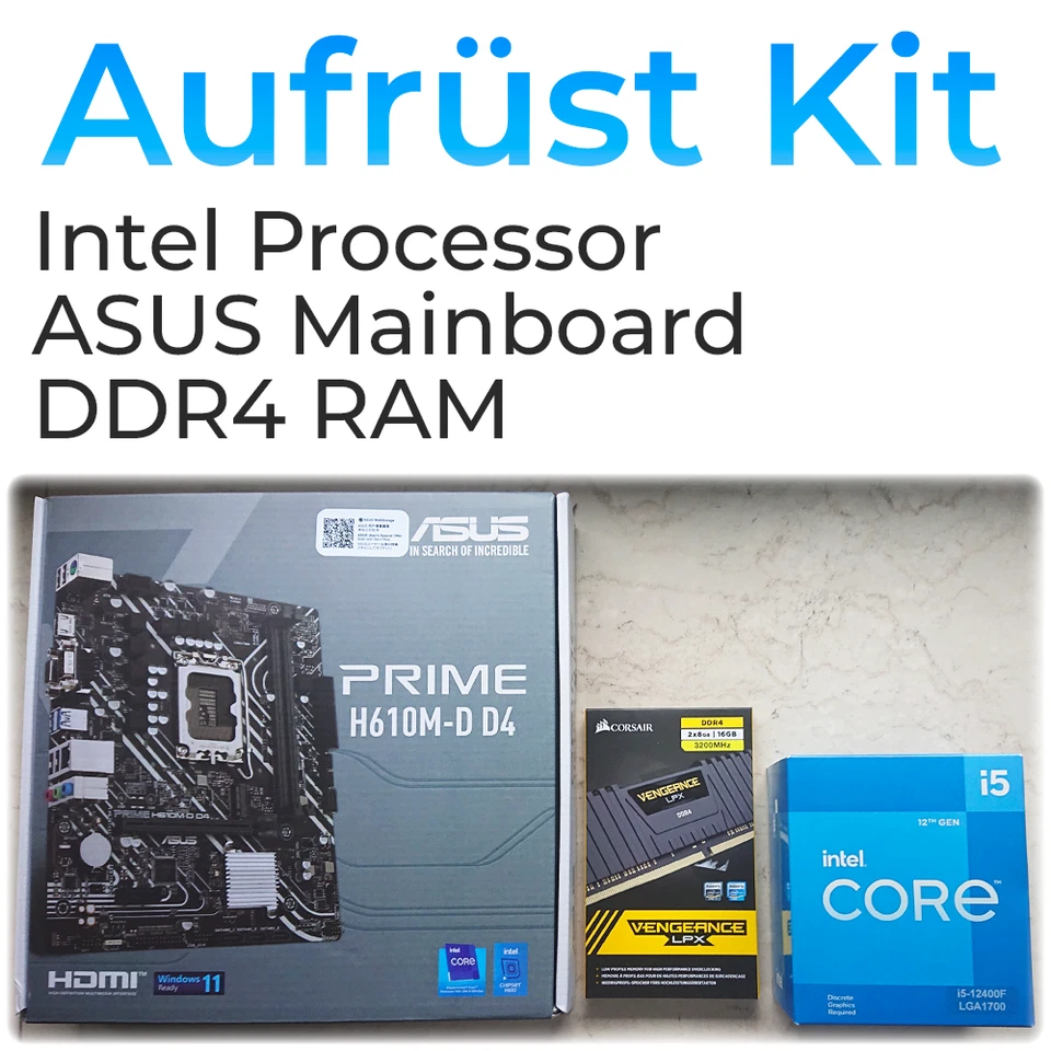PC Bundle Aufrüstkit Gaming Set Intel Core i5 12400F + ASUS Mainboard + DDR4 RAM - Bild 3 von 4