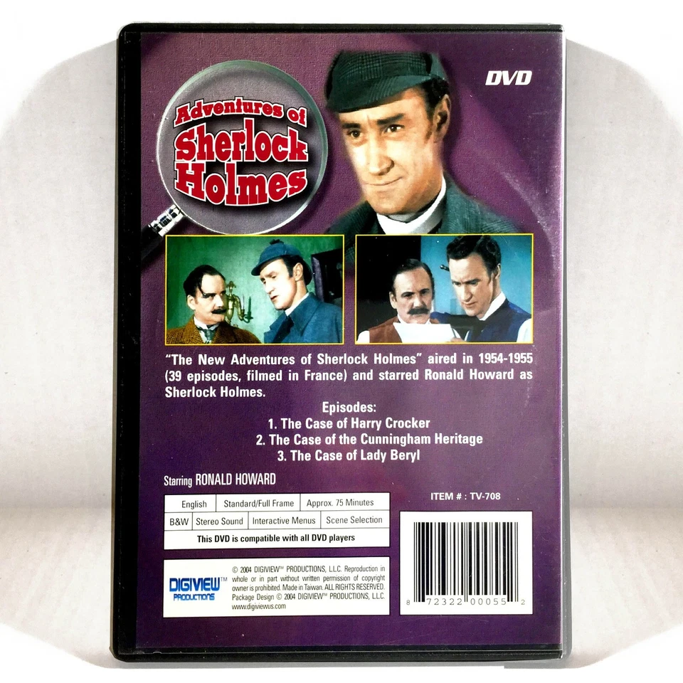 Adventures Of Sherlock Holmes (DVD, 1954, 3 Episodes)   Ronald Howard - Image 2 of 4