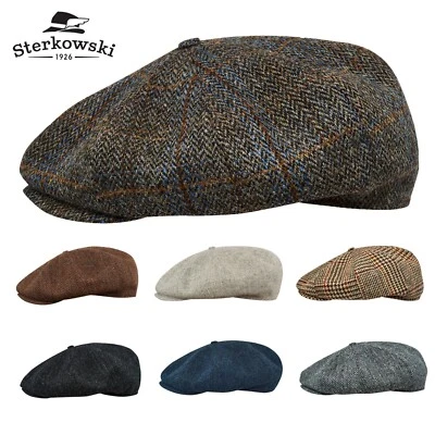 PEAKY Harris Tweed Schiebermütze Wolle Vintage Baker Boy Handmade - Sterkowski
