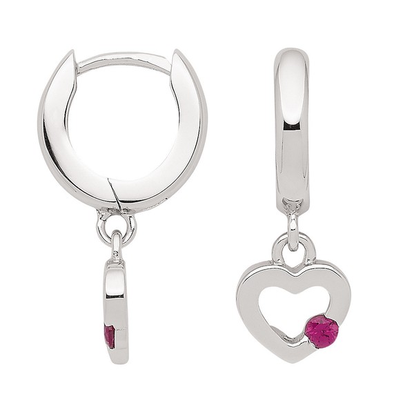 MäDchen Creolen Kinder Ohrringe Herz Zirkonia Rosa Rot HäNger Echt Silber 925-image