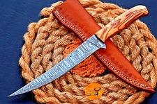 Handmade Damascus Steel Fillet Knife Hunting Fishing Chef Kitchen Knife 2805