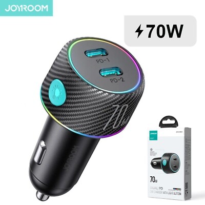 Zigarettenanzünder 2x USB Typ C 70W Kfz Auto Ladeadapter Ladegerät Joyroom