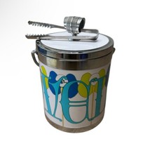 Vintage Ice Bucket & Tongs Love Peter Max Style Retro 60s 70s Psychedelic Hippie
