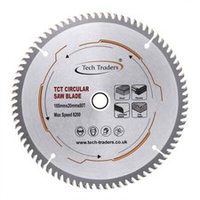 TCT Circular Saw Blade 185mm x 80T x 20mm Bore (16mm ring) fits Evolution