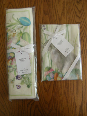 Williams Sonoma Colorful Roger Easter/Spring Kitchen Towels & Table Runner - New