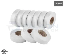 PVC Electrical Tape - White – 3/4″ x 60′ – (10 Pack) UL Listed