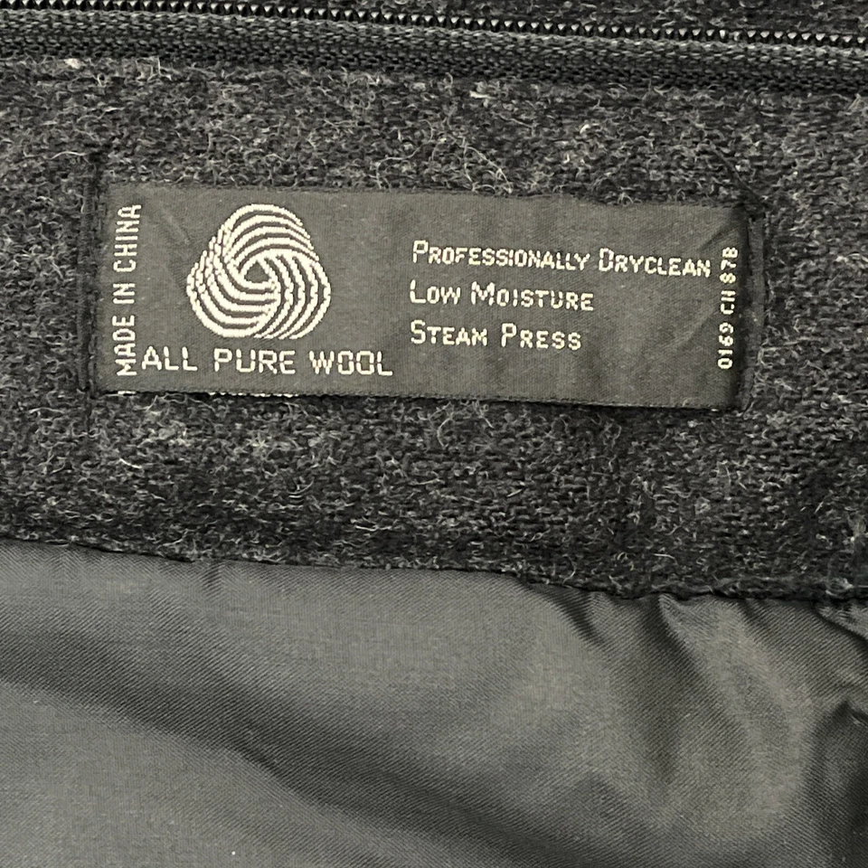 Members Only Bomber Jacket Charcoal Gray 100% Wool Insulated Snap Pockets Zip - Image 4 of 4