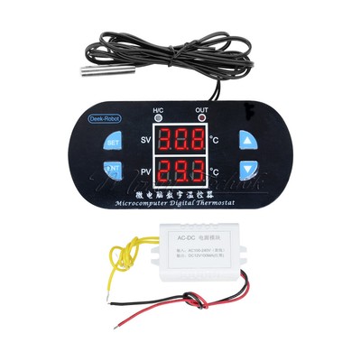 110V 220V10A W1308 Dual Digital LED Thermostat Temperature Controller NTC Sensor