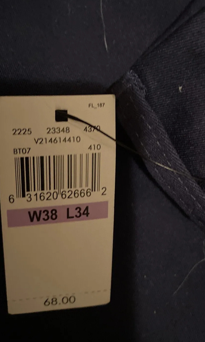 Van Heusen Flex Flat Front Straight Fit Navy blue casual Pants, W 38 x 34L New