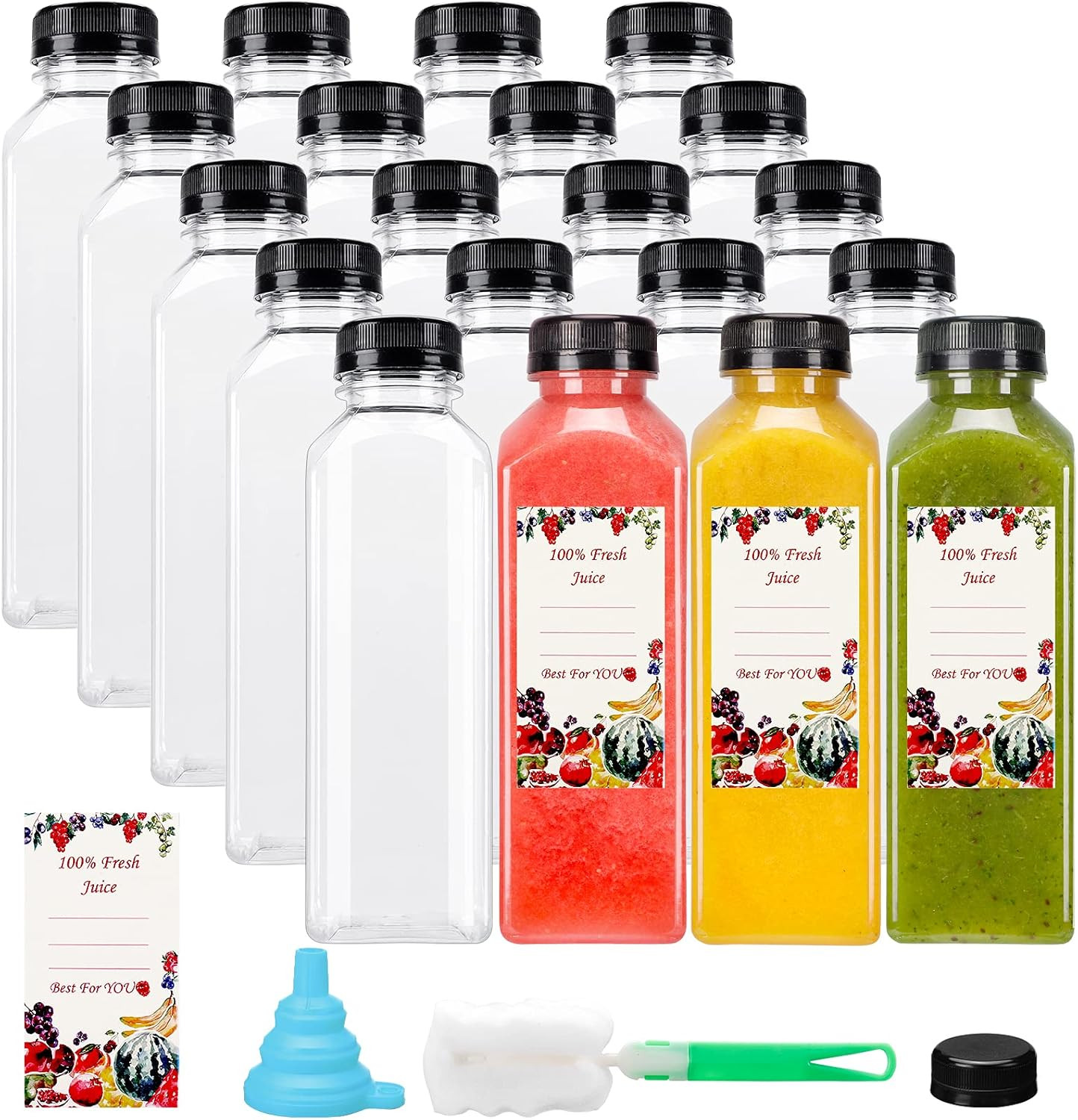 With Caps, Empty Juice Bottles Reusable Cl