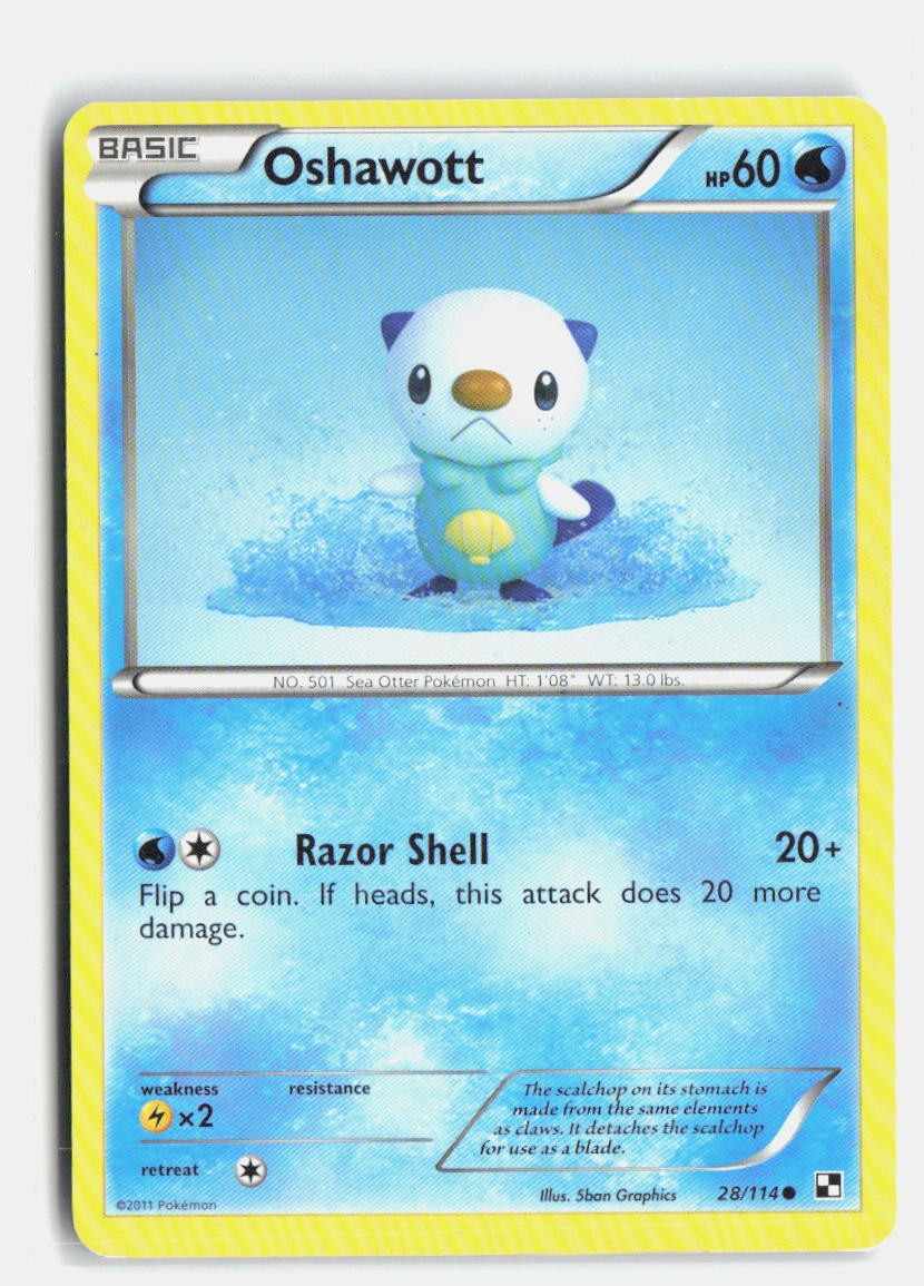 Oshawott 28/114 Black & White Common Pokemon LP