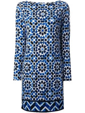 MICHAEL KORS Blue & Black  Shift Long Sleeve Dress  ( LARGE ) NWT  $99.00