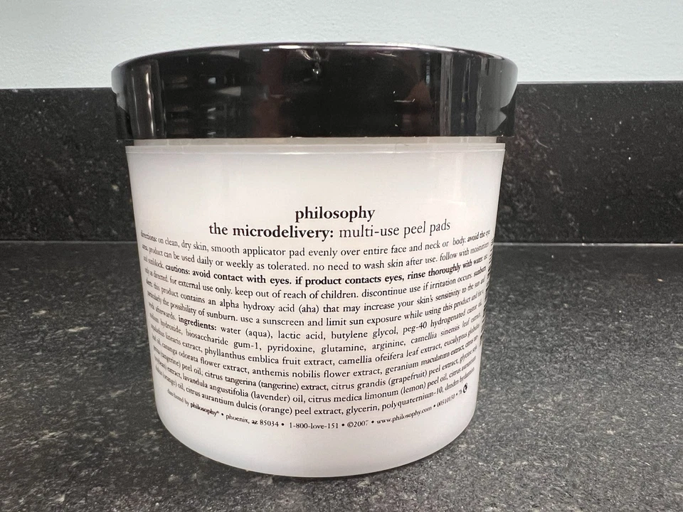 Almohadillas exfoliantes faciales multiuso Philosophy Microdelivery nuevas y selladas 100 almohadillas 8,5 OZ Foto 3 de 4