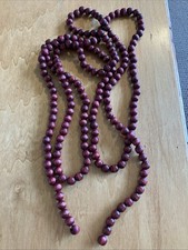 9 Feet Red Dyed Wood Beaded Christmas Garland 5/8" Beads