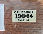 NOS 1964 64 California CA License Plate YOM Year Sticker 8734792 — photo 2