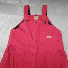 Berne Women Bibs Large 14-16 Raspberry Canvas Insulated Overalls 29" Length Work