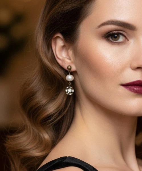 1.3/8 英寸长落基海滩系列珍珠,透明 AB 水晶耳环 Sorrelli 著 — 第 2/4 张图片