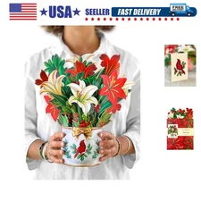 Charming Winter Joy 3D Pop-Up Greeting Card - Blank Notecard & Envelope Included