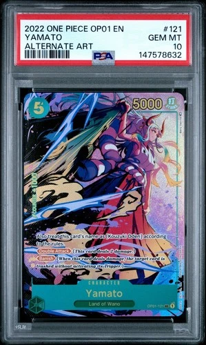 2022 ONE PIECE OP01 #121 YAMATO ROMANCE DAWN ALT ART PARALLEL ENGLISH PSA 10