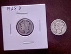 1928-D 194o -D (small o) mercury dimes. 90%silver Coins