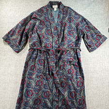 Vintage Windridge One Size Paisley Robe 3/4 Sleeve Polyester Belted Made in USA
