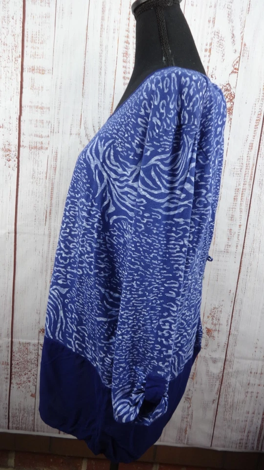 Fresh Produce Tunic Top Womens X-Large Mod Wife Cotton Long Sleeve Hi-Low Blue - Image 3 of 4