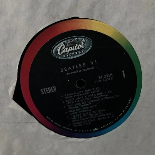 The Beatles Beatles VI Capitol Records LP Vinyl Rock Stereo ST-2358 record only