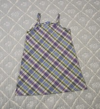 Vintage Y2K Oshkosh Purple Plaid Sleeveless Dress Girls 5T 100 Cotton EUC 90s