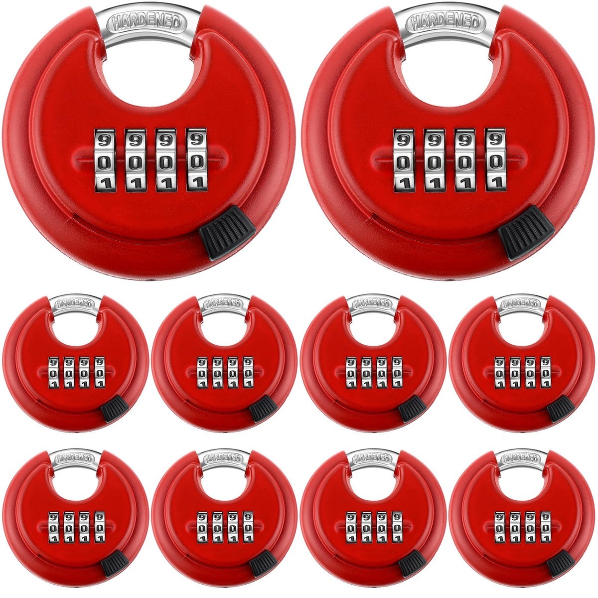 Maitys 10 Pack 4 Digit Combination Padlock Round Red