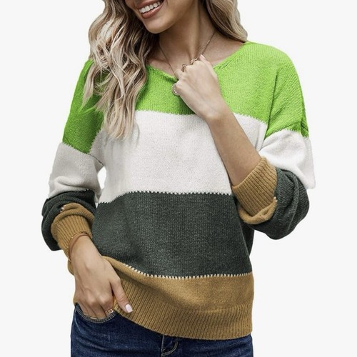 Versatile Color Block Pullover Sweater