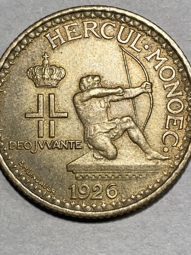 1926 Monaco 2 Francs Aluminum/Bronze , KM 115 Low Mintage FREE SHIPPING