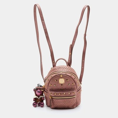 MCM Studded StarkBebe Boo Mini Metallic Visetos Leather Backpack