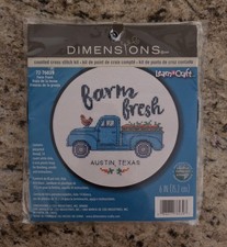 Dimensions Counted Cross Stitch Kit 6" Round Farm Fresh Personalize Your Town 14