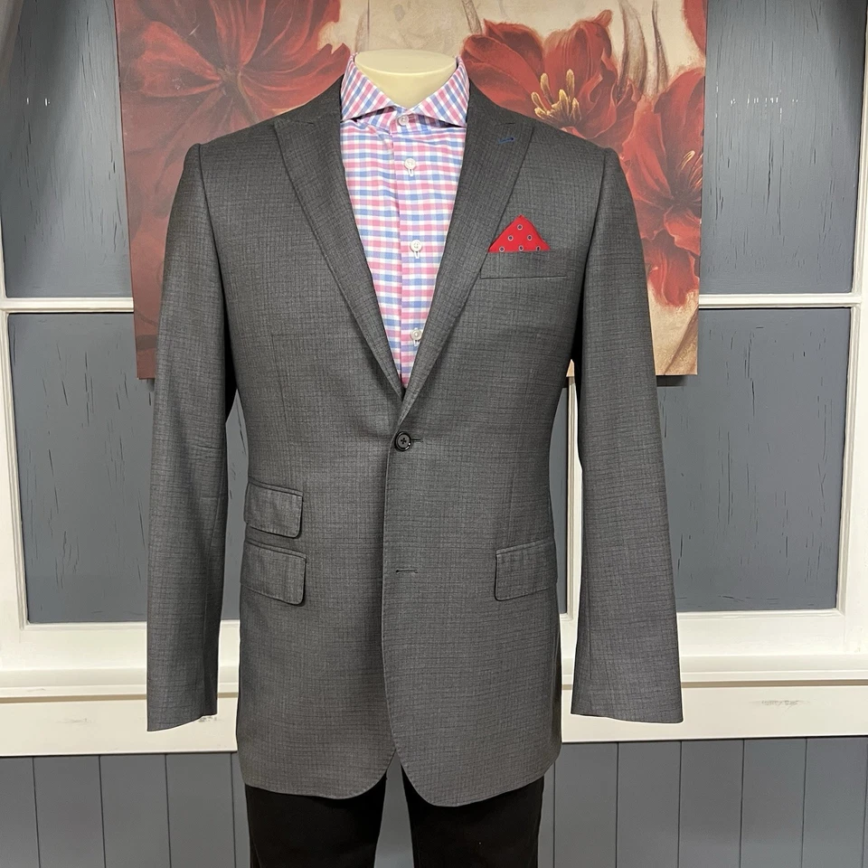 Indochino Suit Top Jacket Blazer Bespoke Mens 42R Slim Fit Wool Working Cuffs - Image 2 of 4
