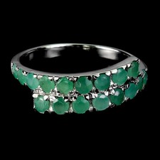 925 Sterling Silver Ring Round Emerald 3mm Natural Gemstone Jewelry Size 8