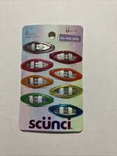 Scunci No Slip Grip Glitter Snap Clips 8 Pc Rainbow Assorted Colors 81514 NOS