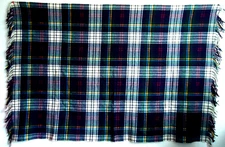 Abraham Straus Made In England AllWool Blue Blanket Fringe Size-57x38 in