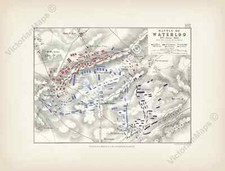Antique map WATERLOO BATTLE Plan 2 Johnston 1850 wall art gift print poster XL