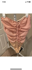 PRETTYLITTLETHINGS Pink Sheer Strapless Lace Up the Fromt Bodysuit Size Medium