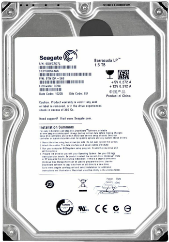 Hard Drive Seagate Barracuda LP 1.5TB ST31500541AS 5900U/Min 32MB SATA II 3.5 " - Picture 3 of 3
