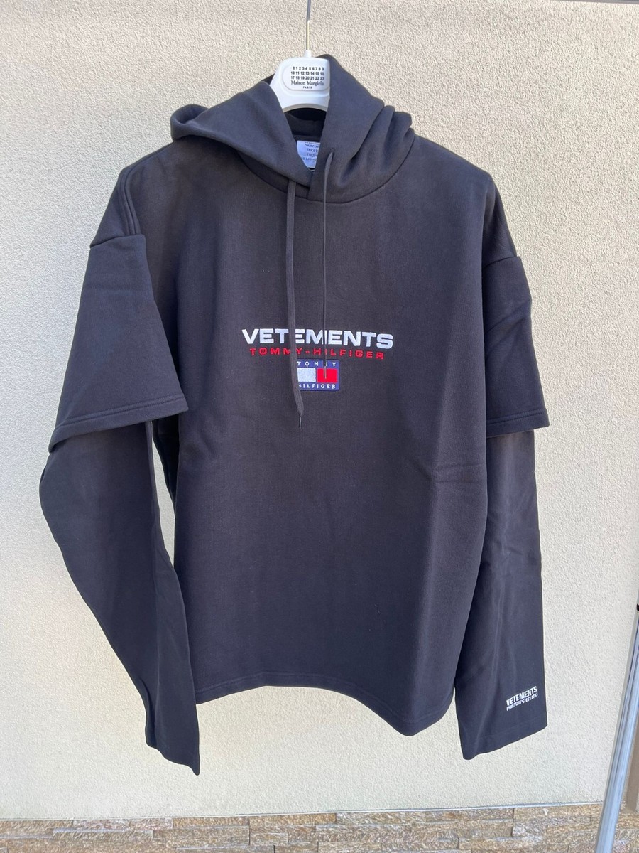 Tommy Hilfiger × Vetements , Double Sleeve Hoodie in Black , BNWT