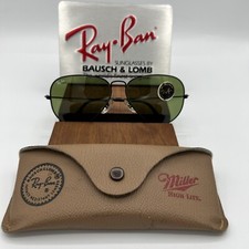 Vintage Ray Ban B L Rb3 GREEN 58mm black aviator sunglasses NOS