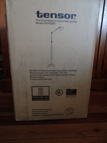 Tensor full Spectrum Floor Lamp 60" Ant. Brass w Dk Walnut accents ...