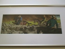 GLENN GROHE ORIGINAL PAINTING WPA WESTERN COWBOY FARMERS PORTRAIT AMERICANA