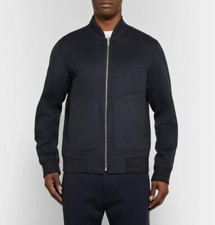 THEORY 100 Cashmere Full Zip Chunky Thick Navy Beige Reversible Bomber S 1295