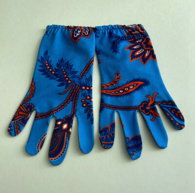 Gretchen Scott Blue Paisley Print Glorious Gloves One Size New NWT