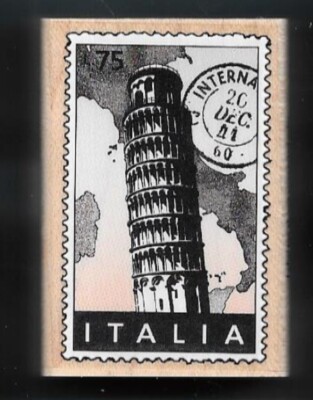 ITALIA TOWER INTERNATIONAL POST POSTAGE Mail Cancel Hero Arts NEW  Rubber Stamp