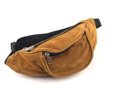 Plain Brown Suede Effect Zip Bum Bag Fanny Pack Waist Money Belt Pouch Wallet