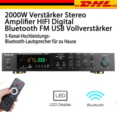 MARKENLOS HiFi Verstärker 5 Kanal Stereo Amplifier Bluetooth Vollverstärker Digital FM，USB