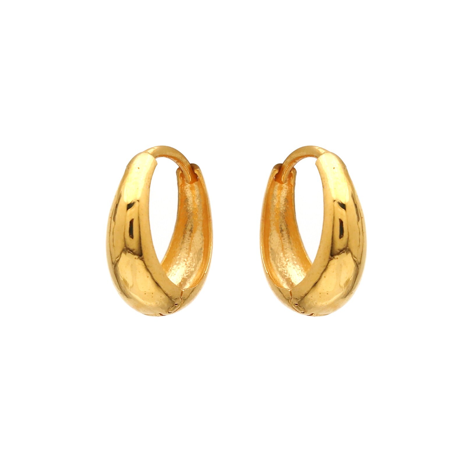 20 karat Yellow Gold Hoop Earrings, Fine Jewelry Huggies Handmade Earrings
